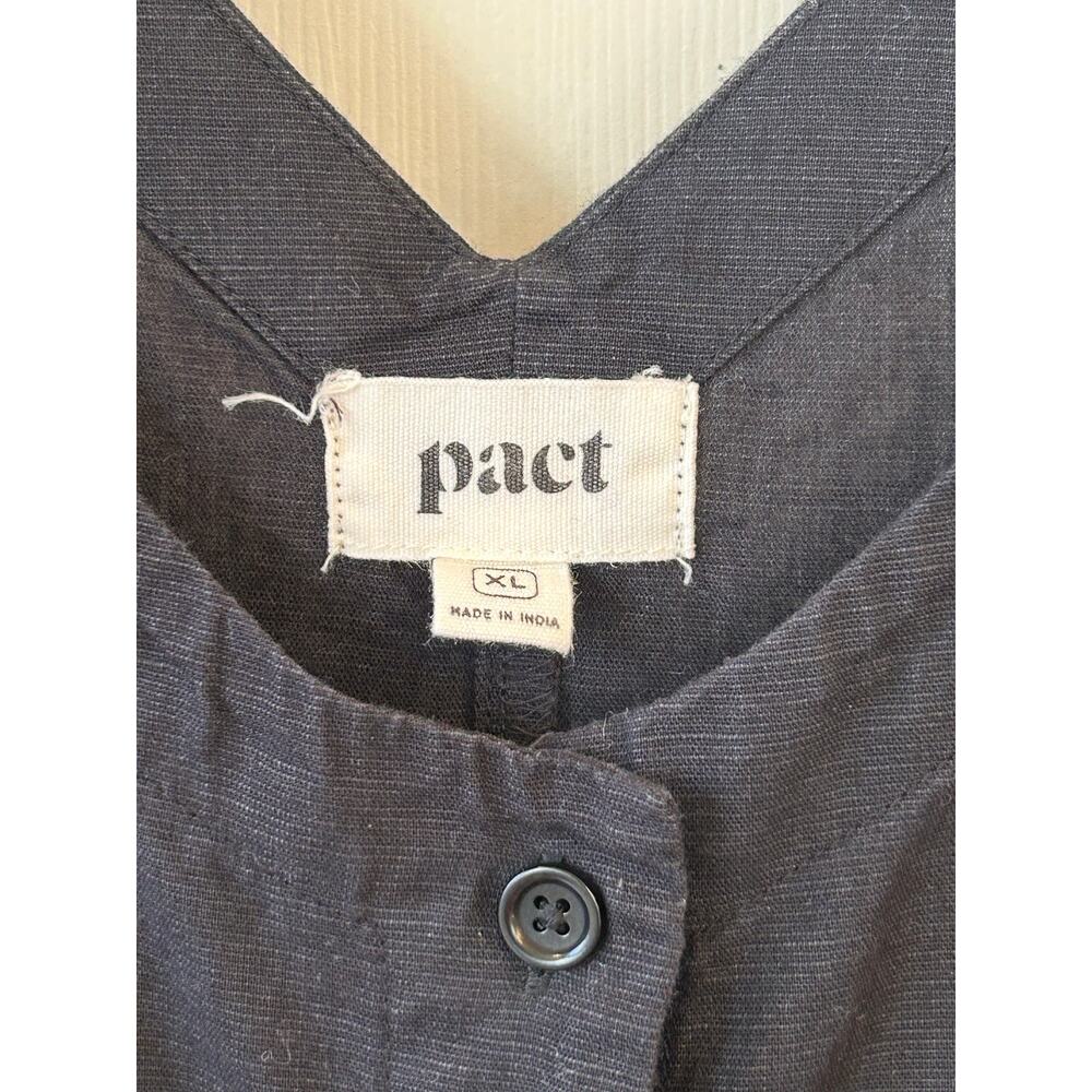 Pact Black Button-Front Midi Dress with Waist Tie - Picture 2 of 10